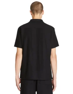 Regular fit gebreide shirt - zwart
