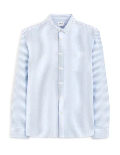 Regular fit gestreept Oxford katoenen overhemd - blauw