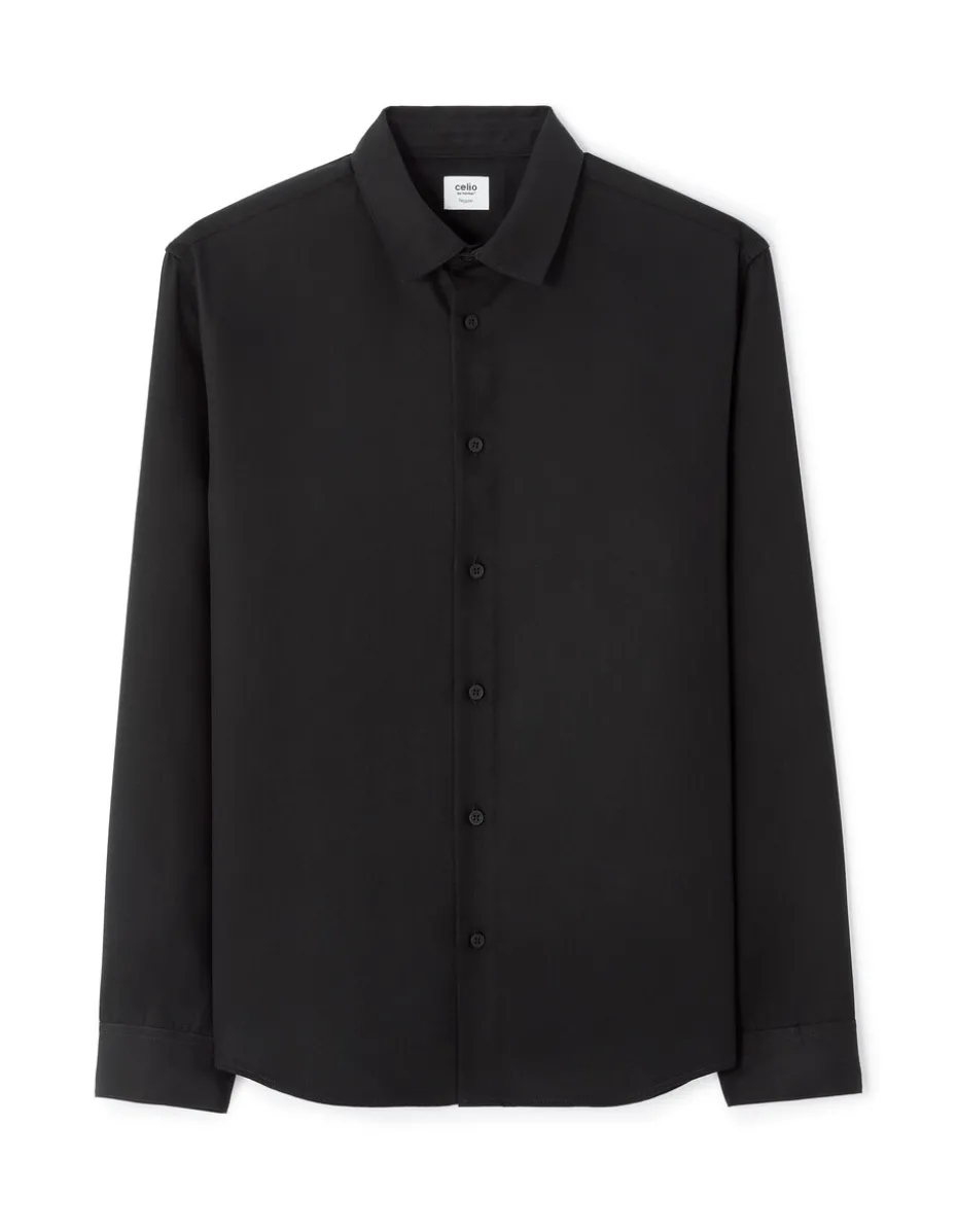 Regular fit hemd 100% TENCEL™ Lyocell - zwart