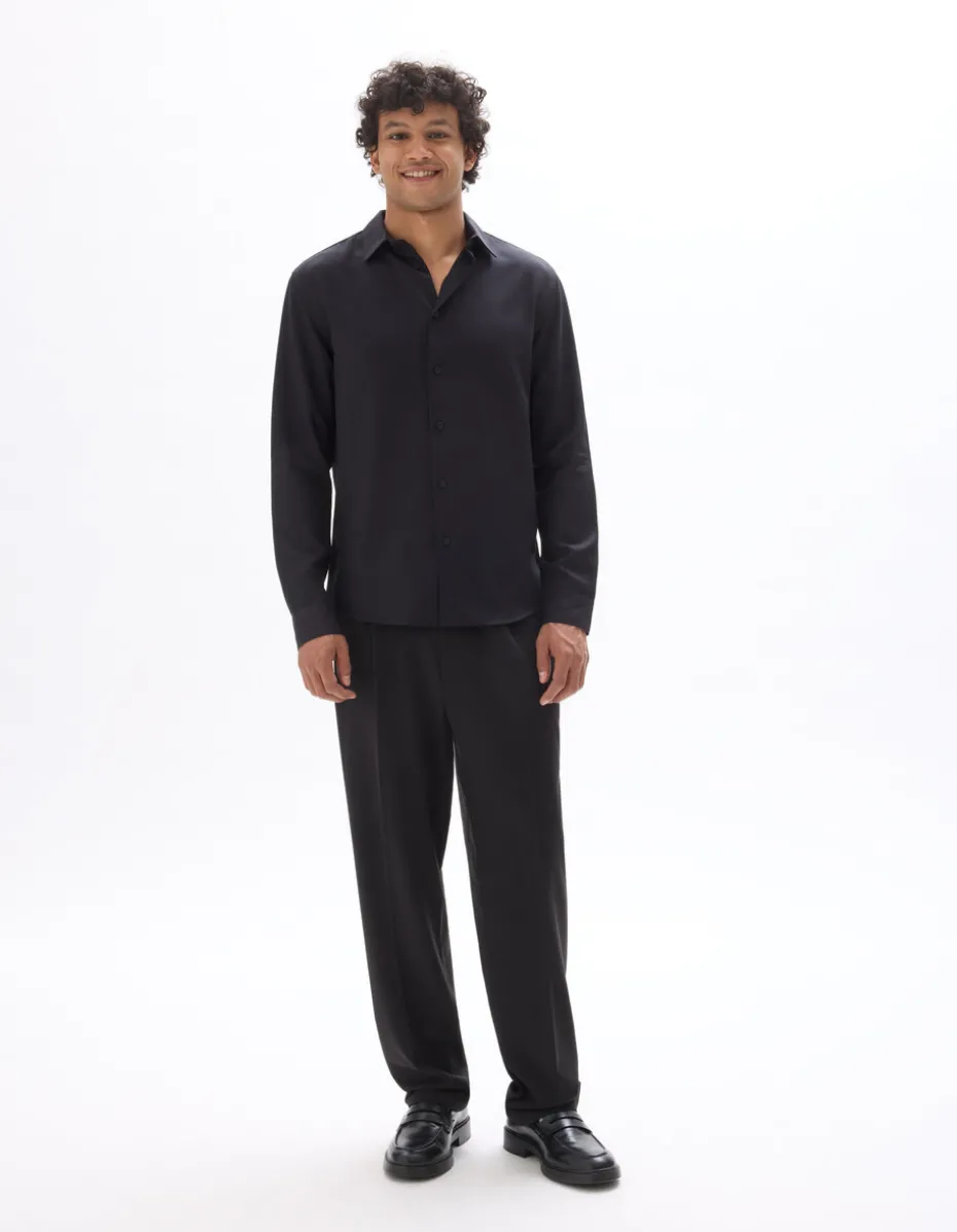 Regular fit hemd 100% TENCEL™ Lyocell - zwart