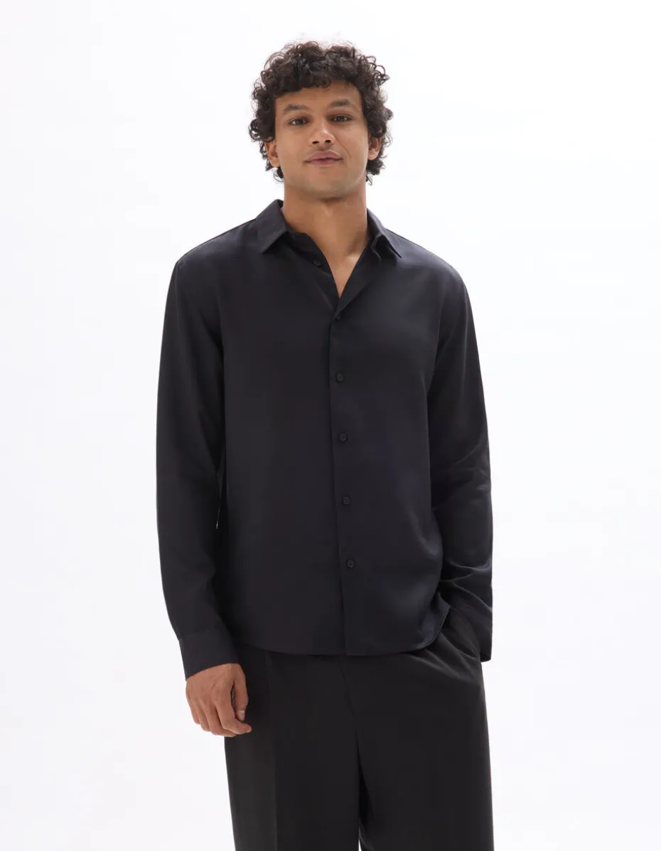 Regular fit hemd 100% TENCEL™ Lyocell - zwart