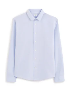 Regular fit hemd wafelstof 100% katoen - blauw