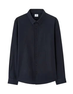 Regular fit honingraat hemd 100% katoen - marineblauw