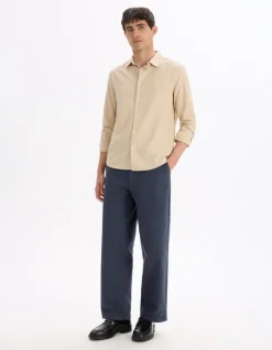Regular fit katoenen mix shirt - beige