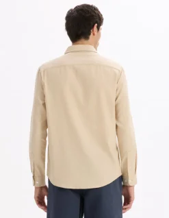 Regular fit katoenen mix shirt - beige