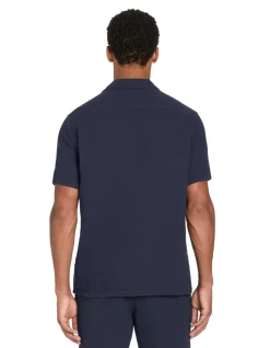 Regular fit katoengazen hemd - marineblauw