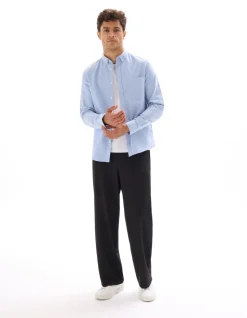 Regular Fit Overhemd 100% Oxford Katoen - Lichtblauw