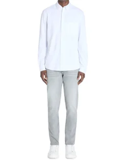 Regular fit piqué stretch katoen - wit