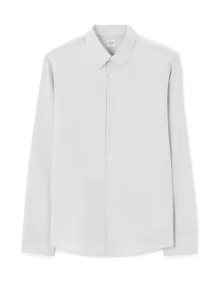 Regular fit satijnen effect shirt 100% katoen - grijs