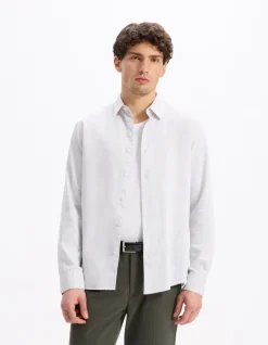 Regular fit satijnen effect shirt 100% katoen - grijs