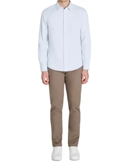 Regular fit satijnen effect shirt 100% katoen - blauw