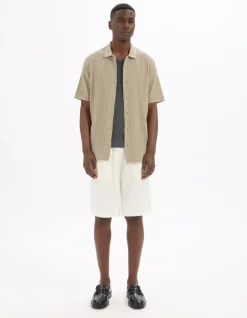Regular fit shirt in opengewerkt breisel - beige