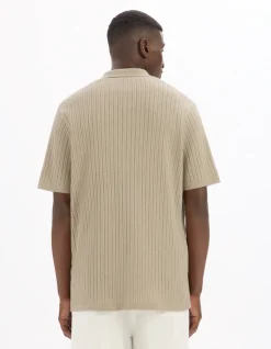 Regular fit shirt in opengewerkt breisel - beige
