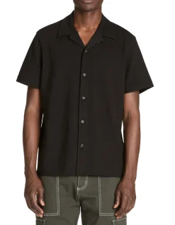 Regular fit shirt met korte mouwen in jersey - zwart