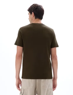 Regular fit T-shirt met ronde hals, 100% katoen, gestructureerd - Carbon