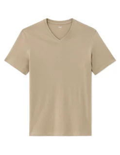 Regular fit T-shirt V-hals 100% katoen - beige
