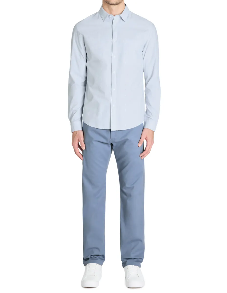 Regular gestreepte shirt 100% katoen - blauw