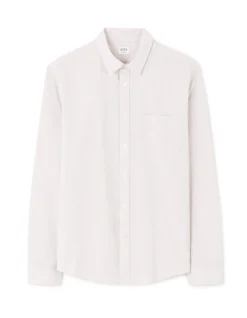 Regular gestreepte shirt 100% katoen - beige