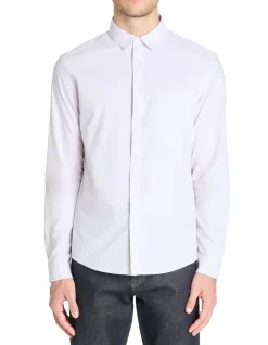 Regular gestreepte shirt 100% katoen - beige