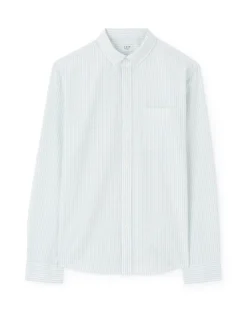 Regular gestreepte shirt 100% katoen - groen