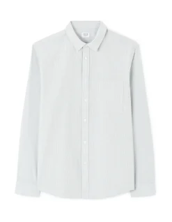 Regular gestreepte shirt 100% katoen - groen