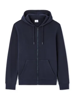 Regular hoodie met capuchon en rits 100% katoen - marineblauw