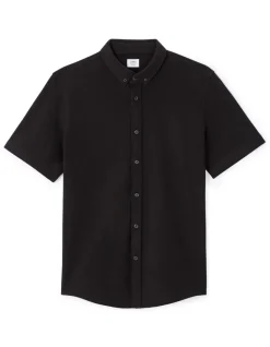 Regular jersey piqué shirt - zwart