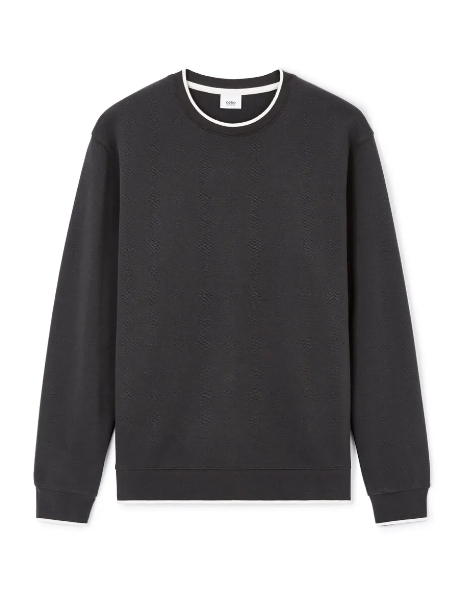 Regular ronde hals sweatshirt van katoenmix - antraciet