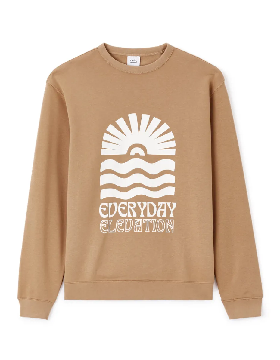 Regular ronde hals sweatshirt van katoenmix - beige
