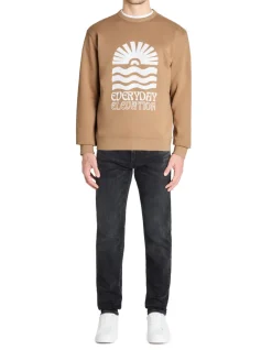 Regular ronde hals sweatshirt van katoenmix - beige