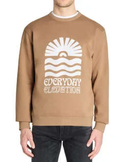 Regular ronde hals sweatshirt van katoenmix - beige
