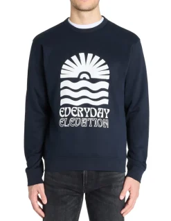 Regular ronde hals sweatshirt van katoenmix - marineblauw