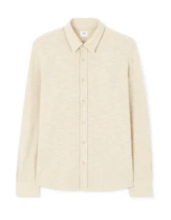 Regular shirt met katoenmix - beige