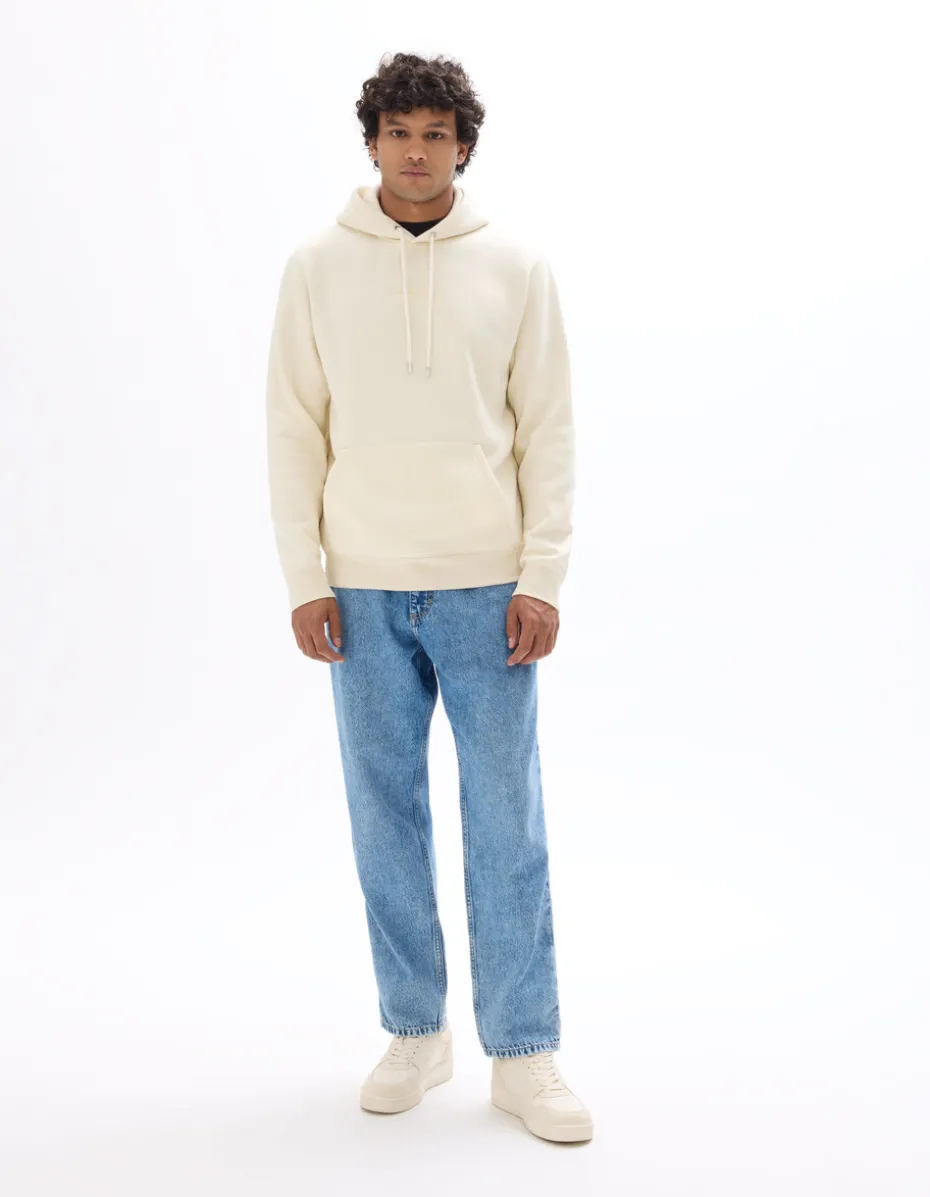 Regular sweatshirt met capuchon van katoenmix - beige
