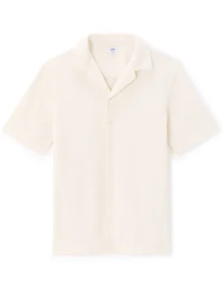 Regular-fit effen jersey overhemd - beige