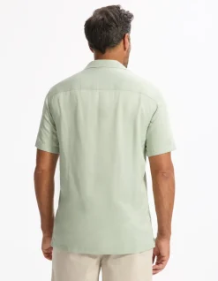 Regular-fit overhemd van 100% viscose - kaki