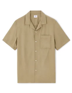 Regular-fit overhemd van 100% viscose - beige