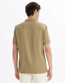 Regular-fit overhemd van 100% viscose - beige