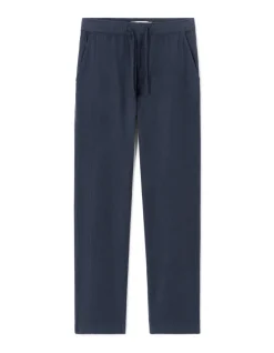 Relaxed fit broek 100% katoenen mousseline - marineblauw