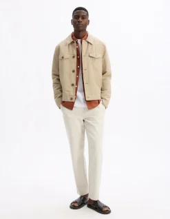 Relaxed fit katoenmix broek - wit