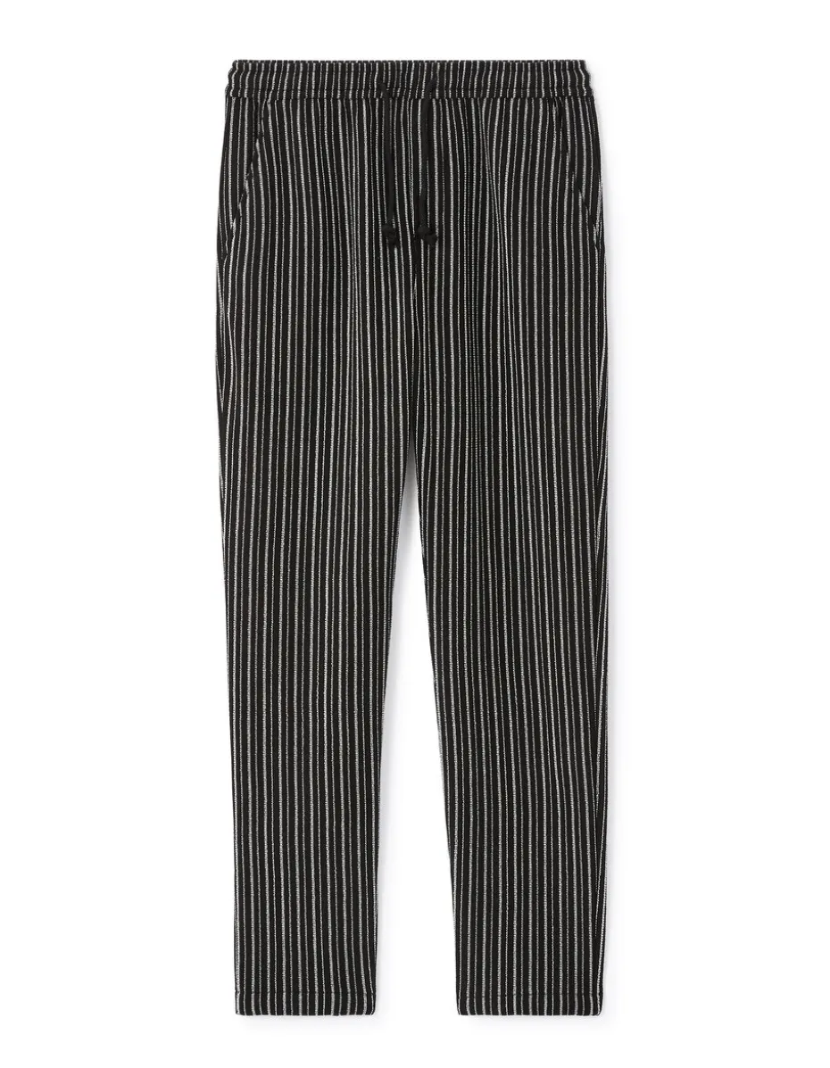 Relaxed katoenmix pantalon - zwart