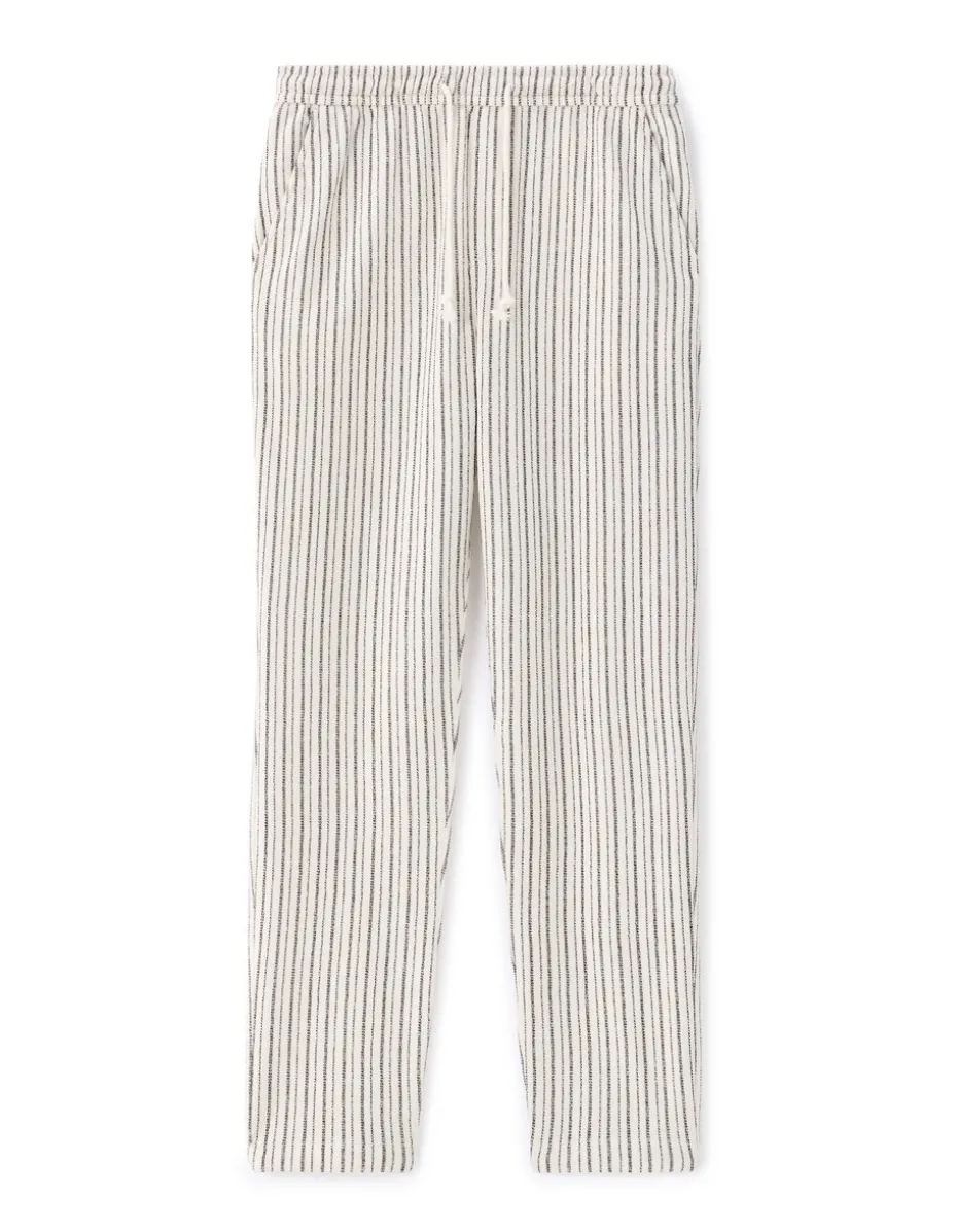 Relaxed katoenmix pantalon - ecru