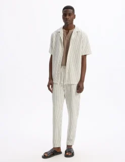 Relaxed katoenmix pantalon - ecru