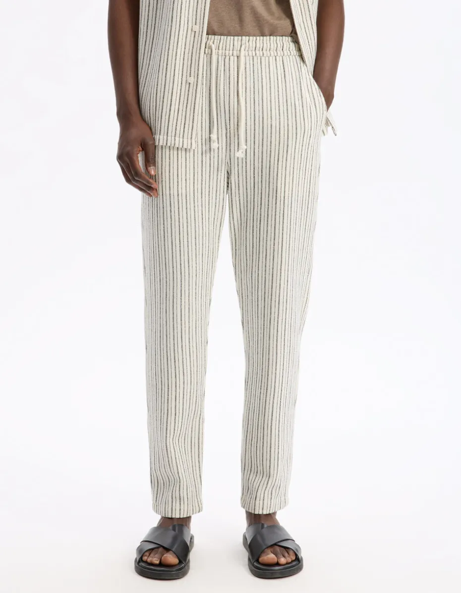Relaxed katoenmix pantalon - ecru