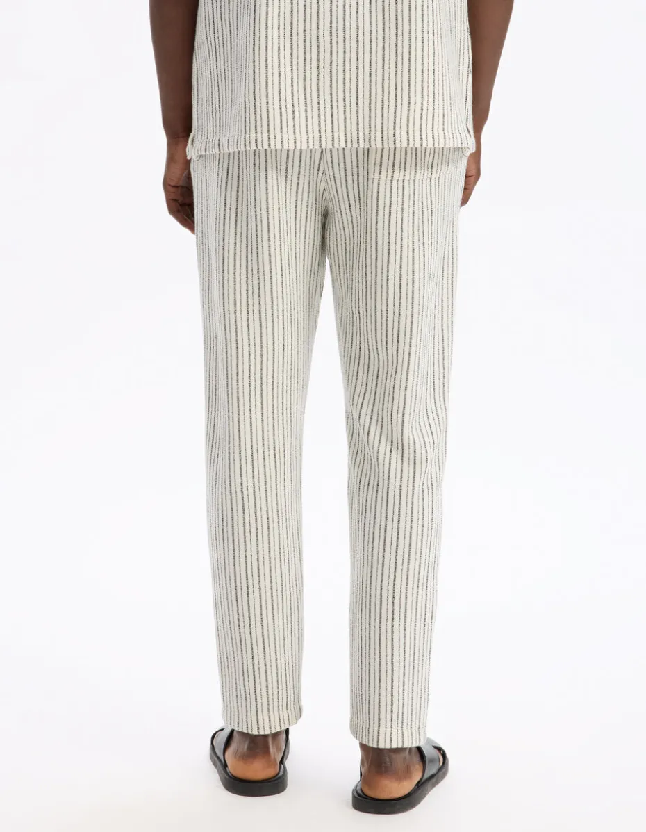 Relaxed katoenmix pantalon - ecru
