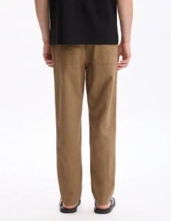 Relaxed pantalon in gemengde katoen - taupe