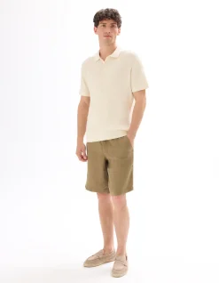 Ribgebreide polo - Normale pasvorm - Beige