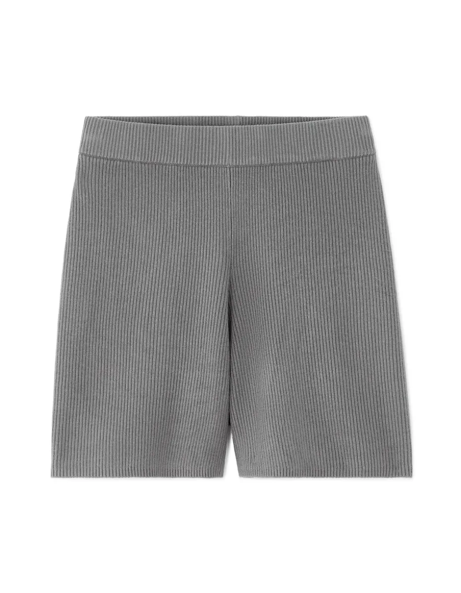 Ribgebreide Short - Grijs