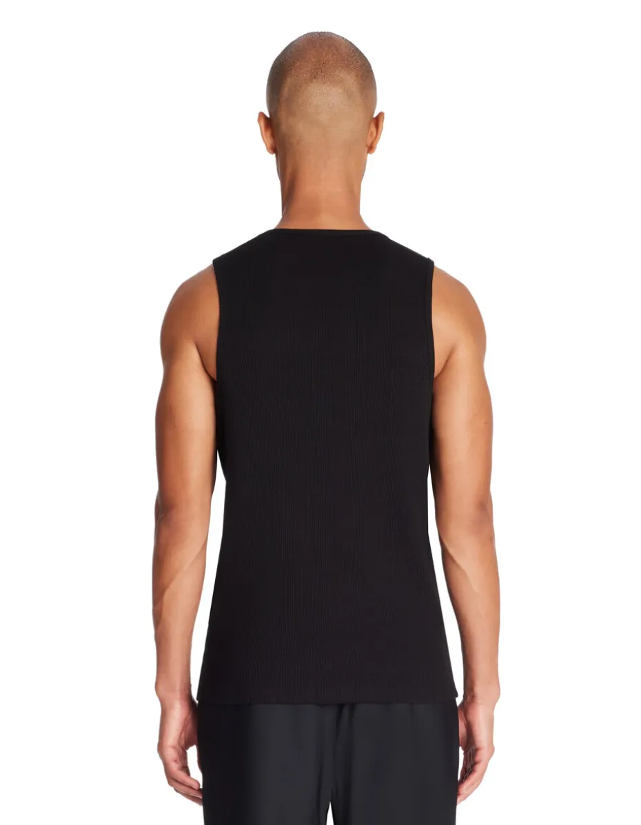 Ronde hals tanktop van stretchkatoen - zwart