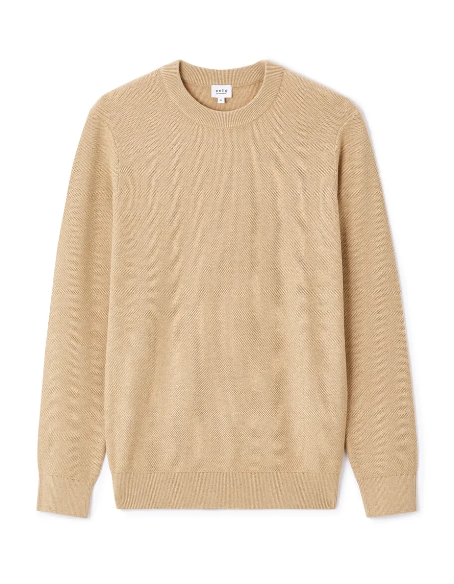 Ronde hals trui 100% katoen - beige